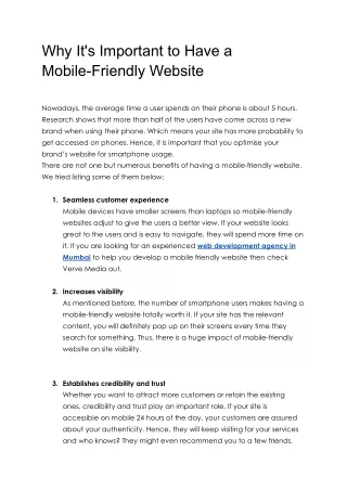 Why It's Important to Have a Mobile-Friendly Website