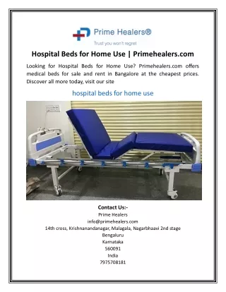 Hospital Beds for Home Use Primehealers