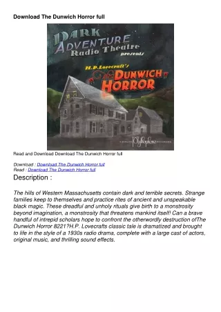 Download The Dunwich Horror full