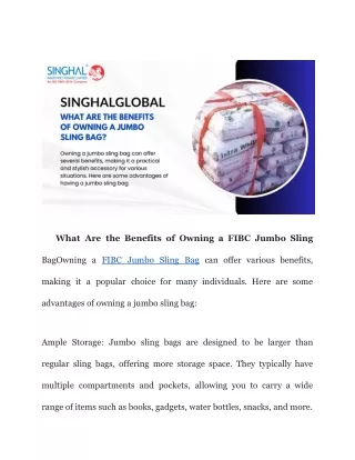 What Are the Benefits of Owning a FIBC Jumbo Sling Bag
