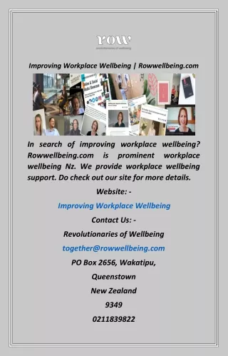 Improving Workplace Wellbeing  Rowwellbeing