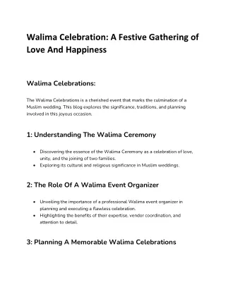 Walima Celebration A Festive Gathering of Love And Happiness