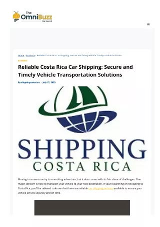 Reliable Costa Rica Car Shipping Secure and Timely Vehicle Transportation Solutions