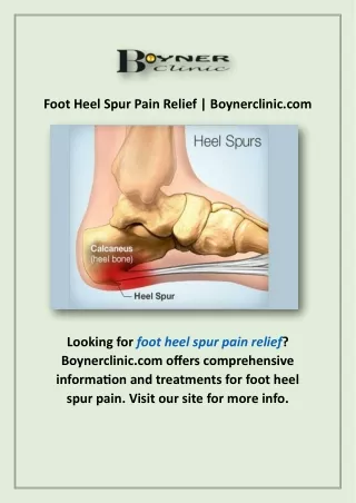 Foot Heel Spur Pain Relief | Boynerclinic.com