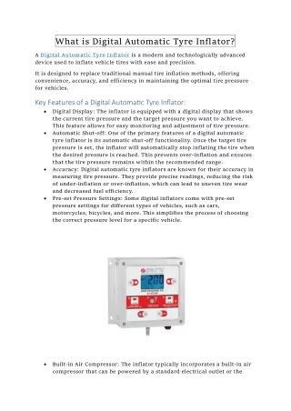 What is Digital Automatic Tyre Inflator?