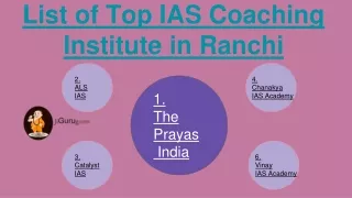 List of Top IAS Coaching Institute in Ranchi