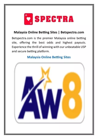 Malaysia Online Betting Sites | Betspectra.com