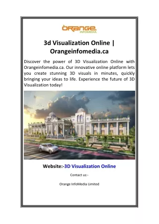 3d Visualization Online Orangeinfomedia.ca