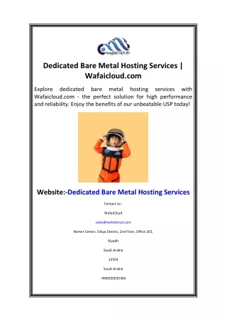 Dedicated Bare Metal Hosting Services  Wafaicloud.com