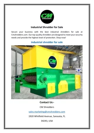 Industrial Shredder for Sale