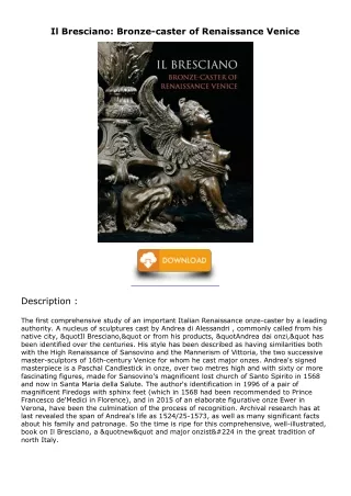 DOWNLOAD/PDF Il Bresciano: Bronze-caster of Renaissance Venice ebooks