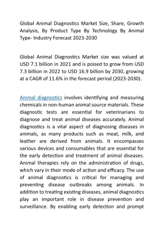 Global Animal Diagnostics Market Size