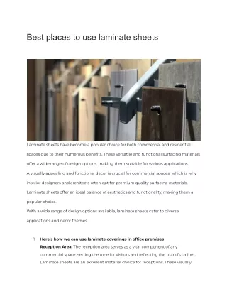 Best places to use laminate sheets - Royal touche