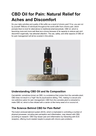 CBD Oil for Pain_ Natural Relief for Aches and Discomfort