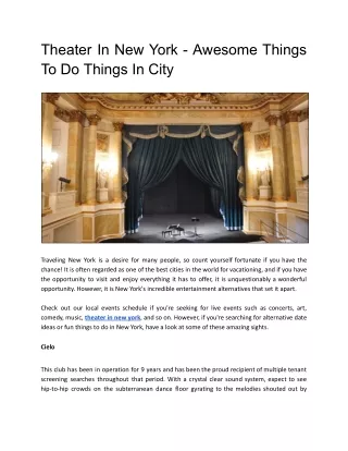 Theater In New York - Awesome Things To Do Things In City