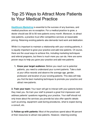 Top 25 Ways to Attract More Patients to Your Medical Practice