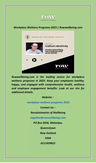 Workplace Wellness Programs 2023  Rowwellbeing