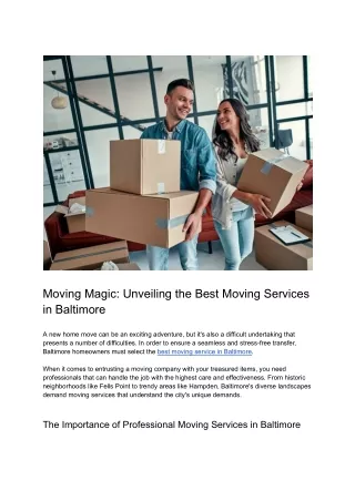 Moving Magic_ Unveiling the Best Moving Services in Baltimore