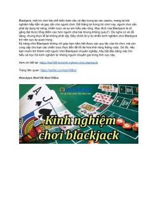 Blackjack online là gì? Cách tham gia chơi blackjack luôn thắng tại bet168bio.