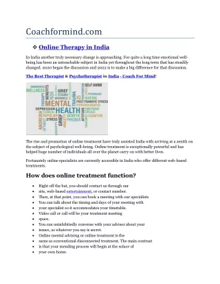 cognitive behavioral therapy online india