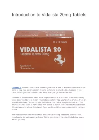 Vidalista 20mg Tablets