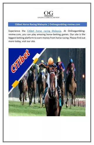 Citibet Horse Racing Malaysia