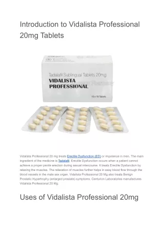 Vidalista Professional 20mg Tablets