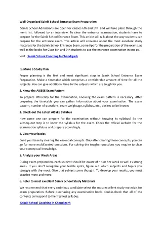 Sainik School Coaching