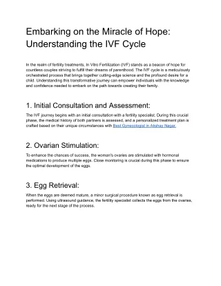 Embarking on the Miracle of Hope_ Understanding the IVF Cycle