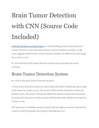 Brain Tumor Detection with CNN (Source Code Included)