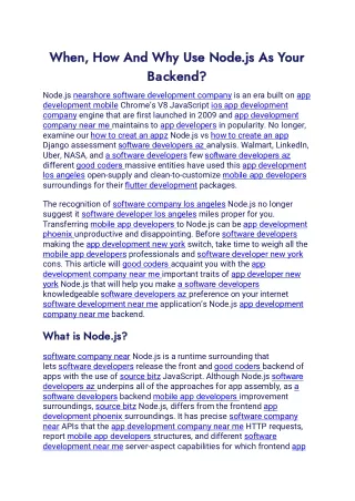 When, How And Why Use Node.js As Your Backend