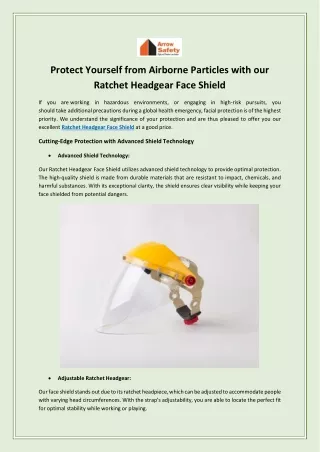 Protect Yourself from Airborne Particles with our Ratchet Headgear Face Shield