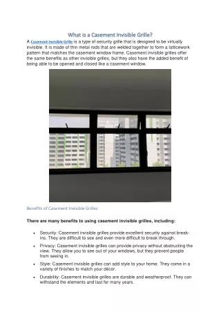 What is a Casement Invisible Grille