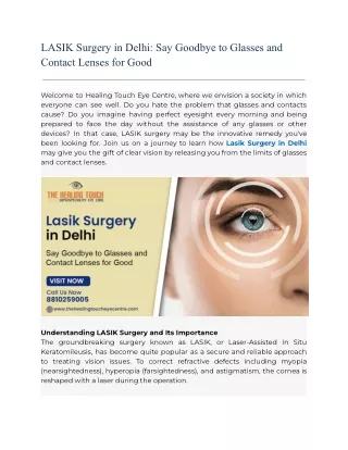 LASIK Surgery in Delhi