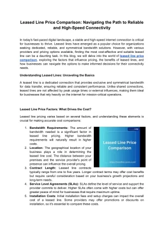 Leased Line Price Comparison_ Navigating the Path to Reliable and High-Speed Connectivity