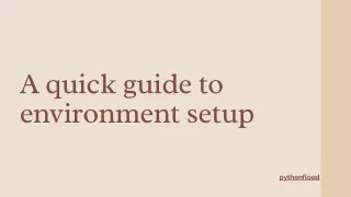 A quick guide to environment setup