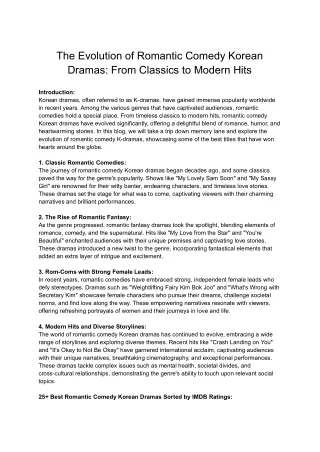 The Evolution of Romantic Comedy Korean Dramas_ From Classics to Modern Hits.docx