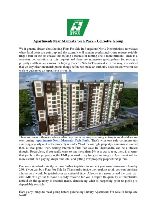 Apartments Near Manyata Tech Park - CoEvolve Group