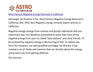 Most Famous Negative Energy Removal in California