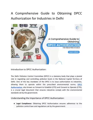 A Comprehensive Guide to Obtaining DPCC Authorization for Industries in Delhi