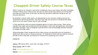 Cheapest Driver Safety Course Texas