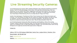 Live Streaming Security Cameras