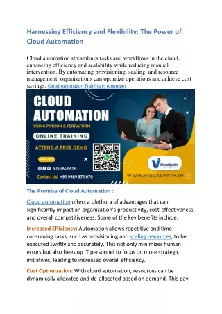 Cloud Automation Training | Cloud Automation Certification Online Training