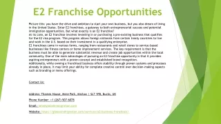 E2 Franchise Opportunities