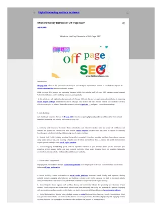 What Are the Key Elements of Off-Page SEO?
