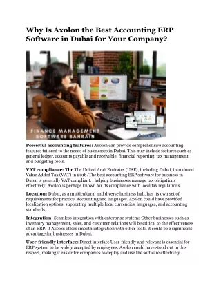 Why Is Axolon the Best Accounting ERP Software in Dubai for Your Company