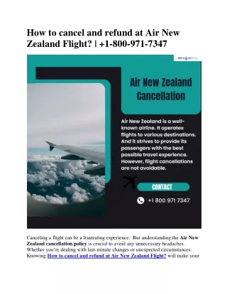 How to cancel and refund at Air New Zealand Flight