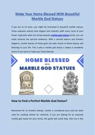 Make Your Home Blessed With Beautiful Marble God Statues