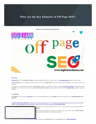 What Are the Key Elements of Off-Page SEO?