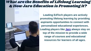 What are the Benefits of Lifelong Learning & How Jaro Education is Promoting it